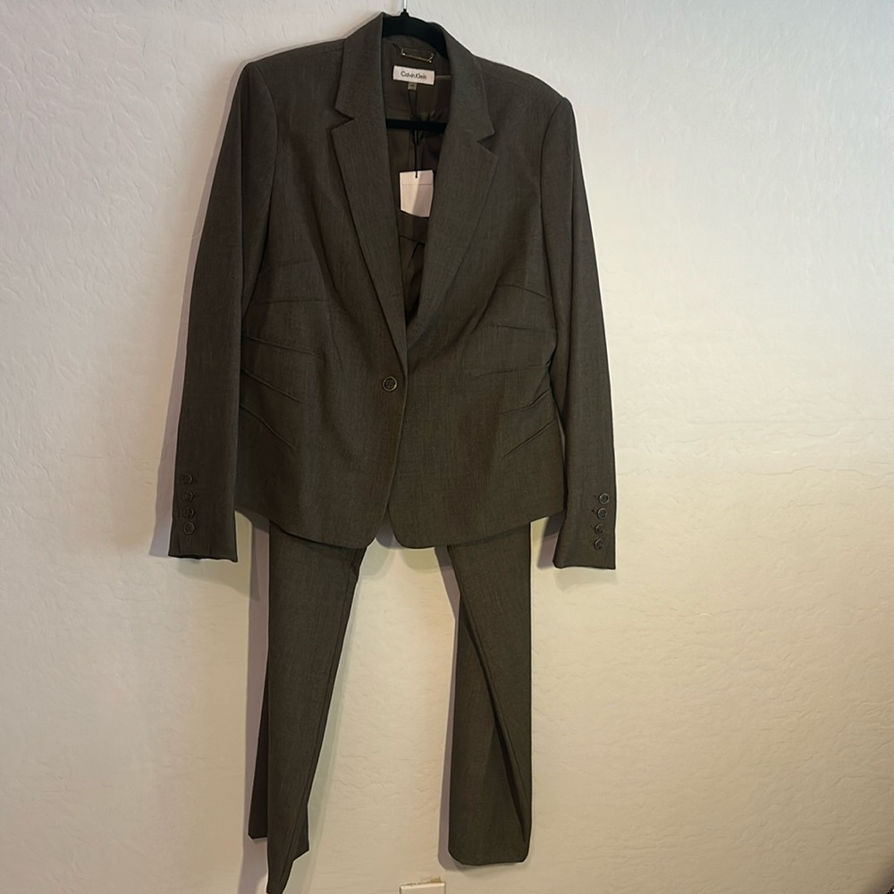 NWT Calvin Klein Gray Pantsuit Size 14P Jacket & 8P Pants